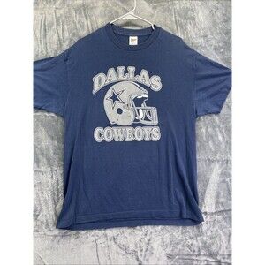 Dallas Cowboys Vintage Trench T Shirt Size XL Blue Single Stitch Made In USA 90s
